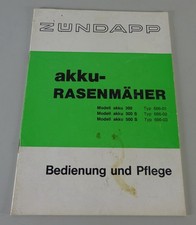 Betriebsanleitung Zündapp akku-Rasenmäher Akku 300 / 300 S / 500 S | 70er Jahre
