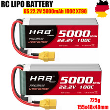 2PCS HRB 6S 22.2V 5000mAh Lipo Akku 100C XT90 für RC Hubschrauber Flugzeug Quad