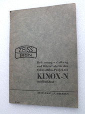 Vintage - ZEISS IKON - Bedienungsanleitung für Schmalfilm - Projektor KINOX - N