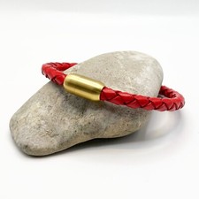 Armband Damen Leder rotes geflochten schmal dünn Muttertag bday Rot