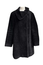 Cinzia Rocca Damen Mantel Wolle Alpaka Schwarz Größe M 38 Überschlag Kragen