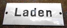 Altes Emailschild Türschild Hinweisschild LADEN 14 x 6 cm