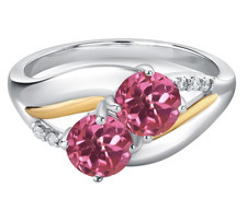 925 Sterlingsilber 1.06 Karat Natürlich Rosa Turmalin Vintage Stil Damen Ring