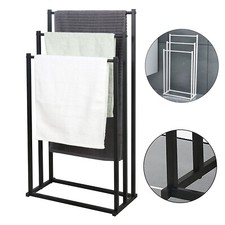 Handtuchhalter Freistehend Handtuchständer mit 3 Handtuchstange Schwarz Weiß