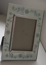 Spiegel Glas Stand-Bilderrahmen Florale Gravur Blumen Ranken Silber Vintage