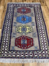 Feiner Handgeknüpfter Perser Orientteppich Buchara Wolkenband Kasak Rug 140x97cm