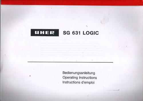 Owner manual uher 631 - owner,s, sg