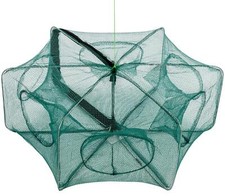 Faltbare Köderfischreuse Fisch Reuse Fischernetz Aalreuse Krebsreuse 6 Öffnungen