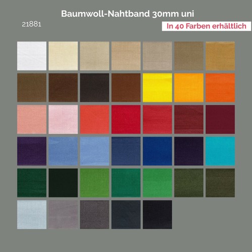 Baumwoll nahtband uni mm - uni,
