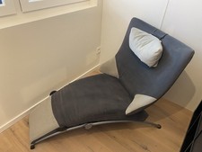 Sessel Solo 699 Leder Alcantara grau, Designer Multifunktion Relaxliege