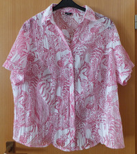 *BEXLEYS WOMAN* weiß-rosa gemusterte Bluse/Damen Oberteil in Gr. 54 transparent