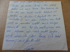 BÖHSE ONKELZ Gonzo Autogramm signiert signed auf 15x13 cm Brief Zettel SELTEN