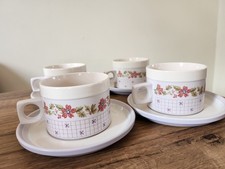 Hornsea Vintage Romantic Floral 4 Tassen & Untertassen Tee/Kaffee Top Zustand 