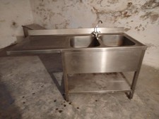 Edelstahl Doppelspüle für Gastronomie – 160×70×88 cm ,große Ablagefläche 100cm