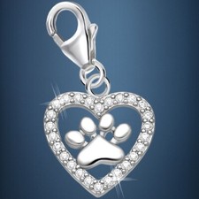 Herz Pfote Charm 925