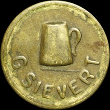BIERMARKE: Messing-Marke. OHNE ORTSANGABE - "G. SIEVERT".