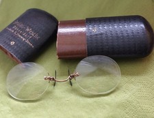 Alte Zwicker Kneifer Nasenklemme, Vintage Brille, Etui,Brillen-Wesche Düsseldorf