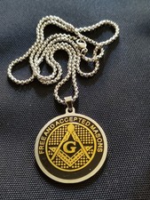 Freimaurer Halskette mit Amulett Masons Edelstahl Bicolor 