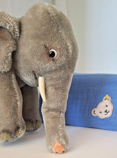 Steiff 0500/17 Elefant Mohairplüsch grau rote Satteldecke mGlöckchen 17cm KFS 1A