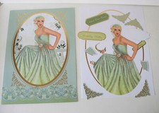 Kanban 3d (Frau)Stanzbogen Karton mit A4 Karte Set, Grün Rest Kartenbasteln 