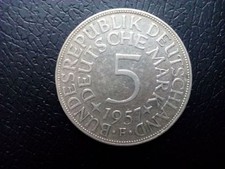 5 DM 1957 "F" Silberadler sehr