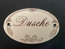 Altes kleines Emaille Schild  Türschild Dusche Antik