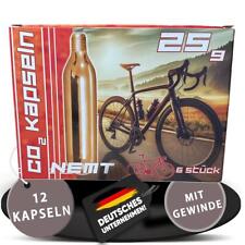 12 NEMT 25g CO2 Kartuschen MIT Gewinde für alle CO2 Fahrradreifenpumpen mit Gewi