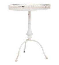 Beistelltisch FERATA Metaltisch rund antik weiß lackiert