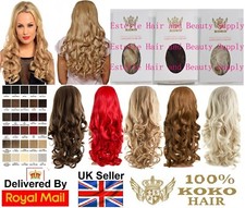 KOKO EVA LOCKERE LOCKE NATÜRLICHER LOOK WELLIGES HAAR 3/4 HALBKOPF PERÜCKE 24" verschiedene Farben
