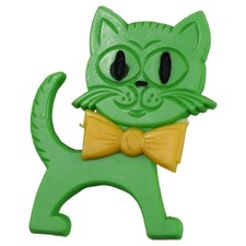 Anstecker Katze grün 02 gelb