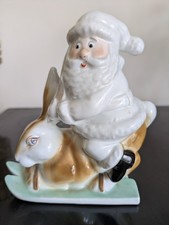 Seltene Porzellan Figur Weihnachtsmann reitet auf Osterhase von Gräfenthal