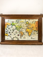 Howard Miller Wanduhr mit Weltkarte und Weltzeitanzeige 1959 Beleuchtet