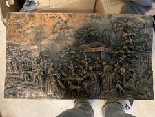 Kupfer Relief Bild Handarbeit Tolles Kunsthandwerk Massiv Detailreich 