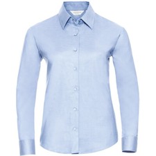Russell Collection Klassische Oxford Bluse  Langarmhemd mit Kragen Damen