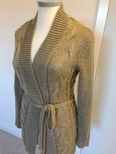  ESPRIT COLLECTION LONG CARDIGAN Strickjacke Zopfmuster Gr. L Neu 