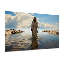 Leinwand Bild Wandbild Canvas Print Jesus geht auf dem Wasser Nr. H10272_PC