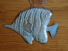Fisch Wanddeko Metall blau -
