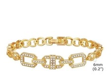 Edelstahl Armband Damen Gold – Gliederarmband mit Zirkonia – Luxus Design