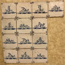 13 Delft Kacheln, 18tes Jahrhundert, Thema Bauern bei der Arbeit,Farbe weiß-blau