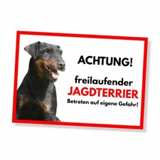Deutscher Jagdterrier Freilaufender Hund Dog Schild Spruch Türschild Hundeschild