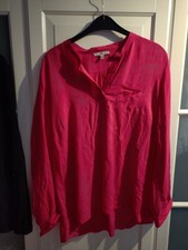 Damen Bluse Langarm Stehkragen Rot Gr. L