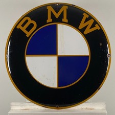 BMW Emailschild - Ø 60cm (23,6") - Retro Werbung schöne Garage Wanddekoration