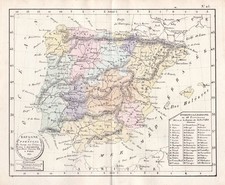 Spain Spanien Espana Portugal carte map Karte Litho Selves 1835