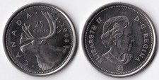 25 cents 2008 Canada ??? quarter caribou deer reindeer