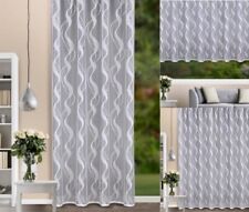 Fertiggardinen Milena Langstores Weiß 7 Formate Faltenband Streifendekor Stores