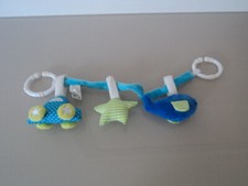 Kinderwagenkette Auto Flugzeug Stern blau/grün/weiß Stoff * TOP