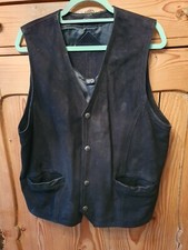 Echtleder Weste,gerauhtes Leder,Dakota,Schwarz,Gr.XL/XXL,57cm,Biker,Pirat