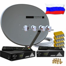 4-Teilnehmer Russisch Sat-Anlage MAXIMUM E 85 2x HDTV Sat-Receiver LAN Quad LNB