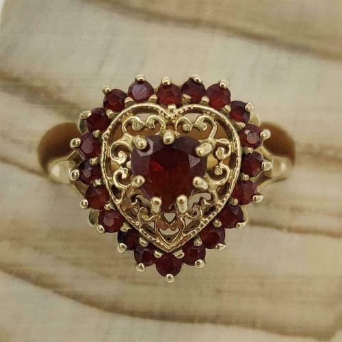 Rot herz halo antik trauring - rot,