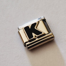 Italian Charms 9-mm-Edelstahl-Modul Buchstabe K schwarz